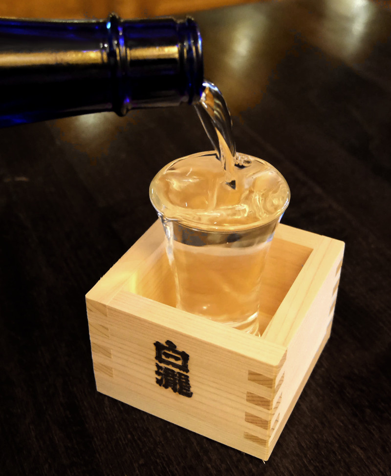 Sake being poured into glass